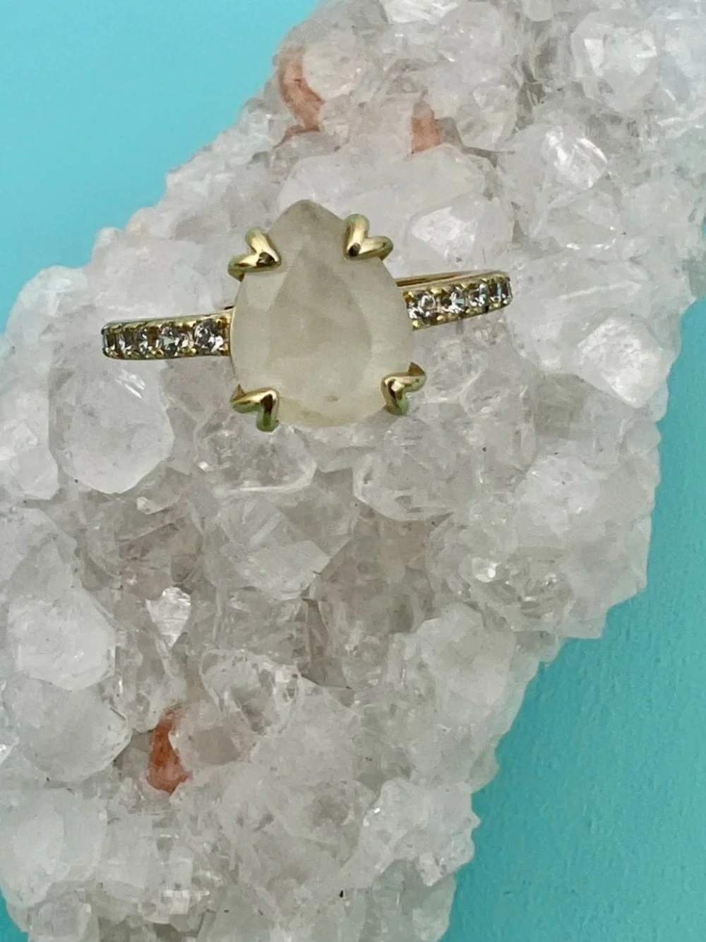 Moonstone Teardrop Adjustable Ring